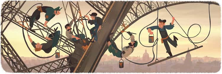 Wann wurde der Eiffelturm eröffnet: Google Doodle